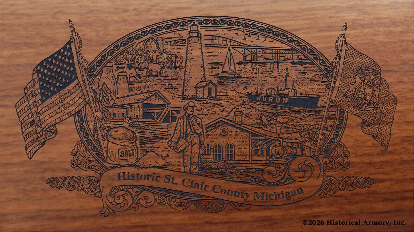 St. Clair County Michigan Engraved Rifle Buttstock