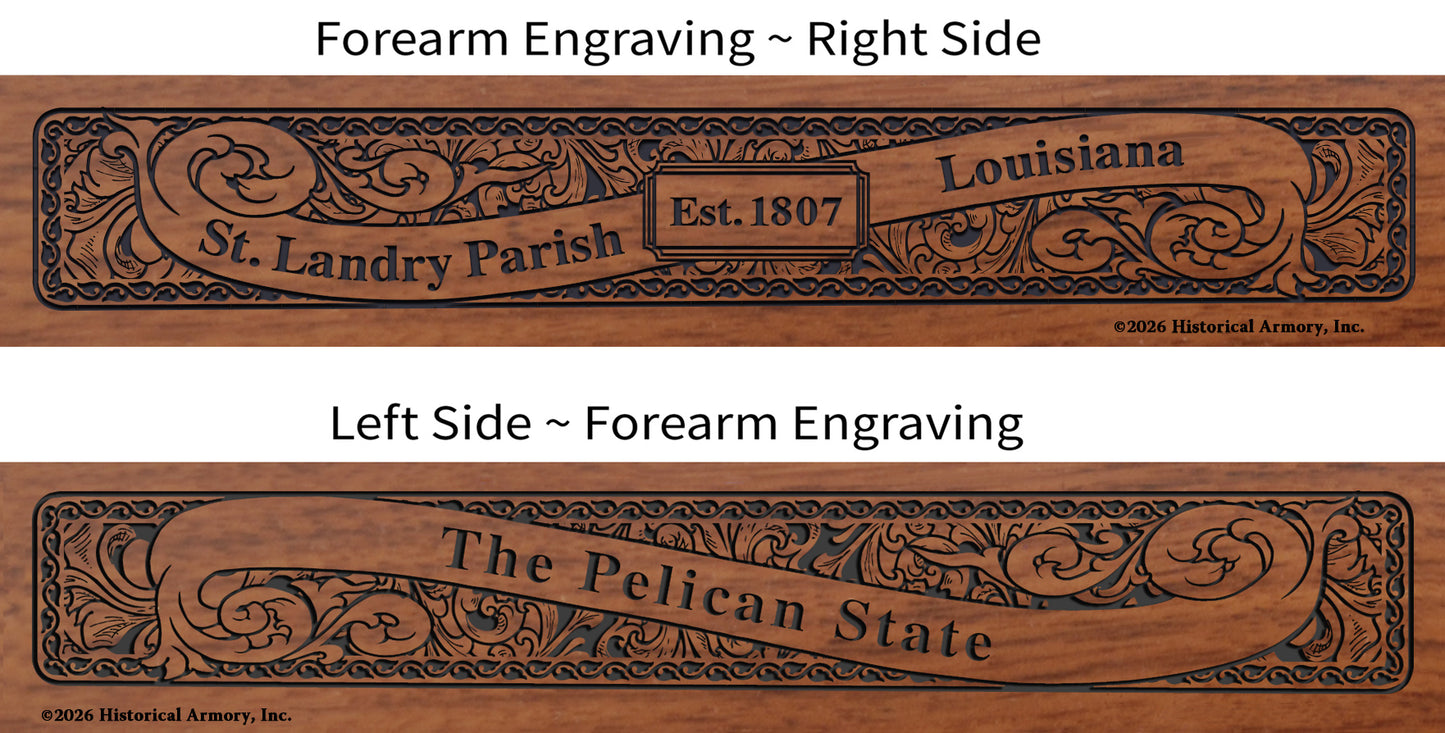 St. Landry Parish Louisiana Engraved Rifle Forearm