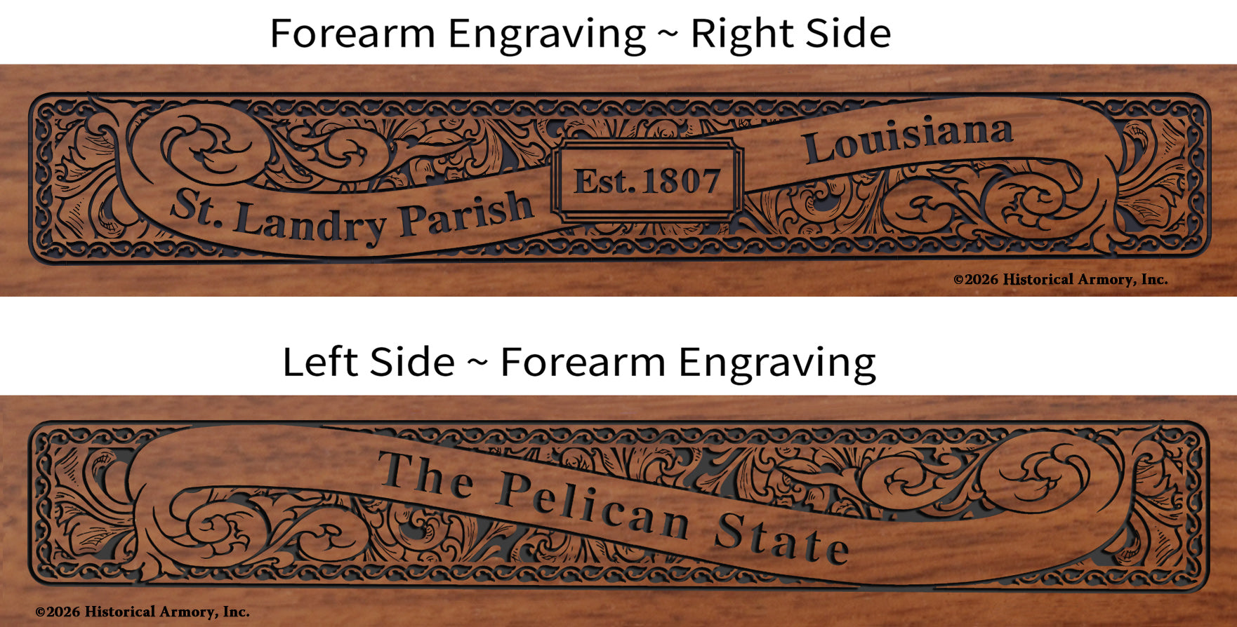 St. Landry Parish Louisiana Engraved Rifle Forearm
