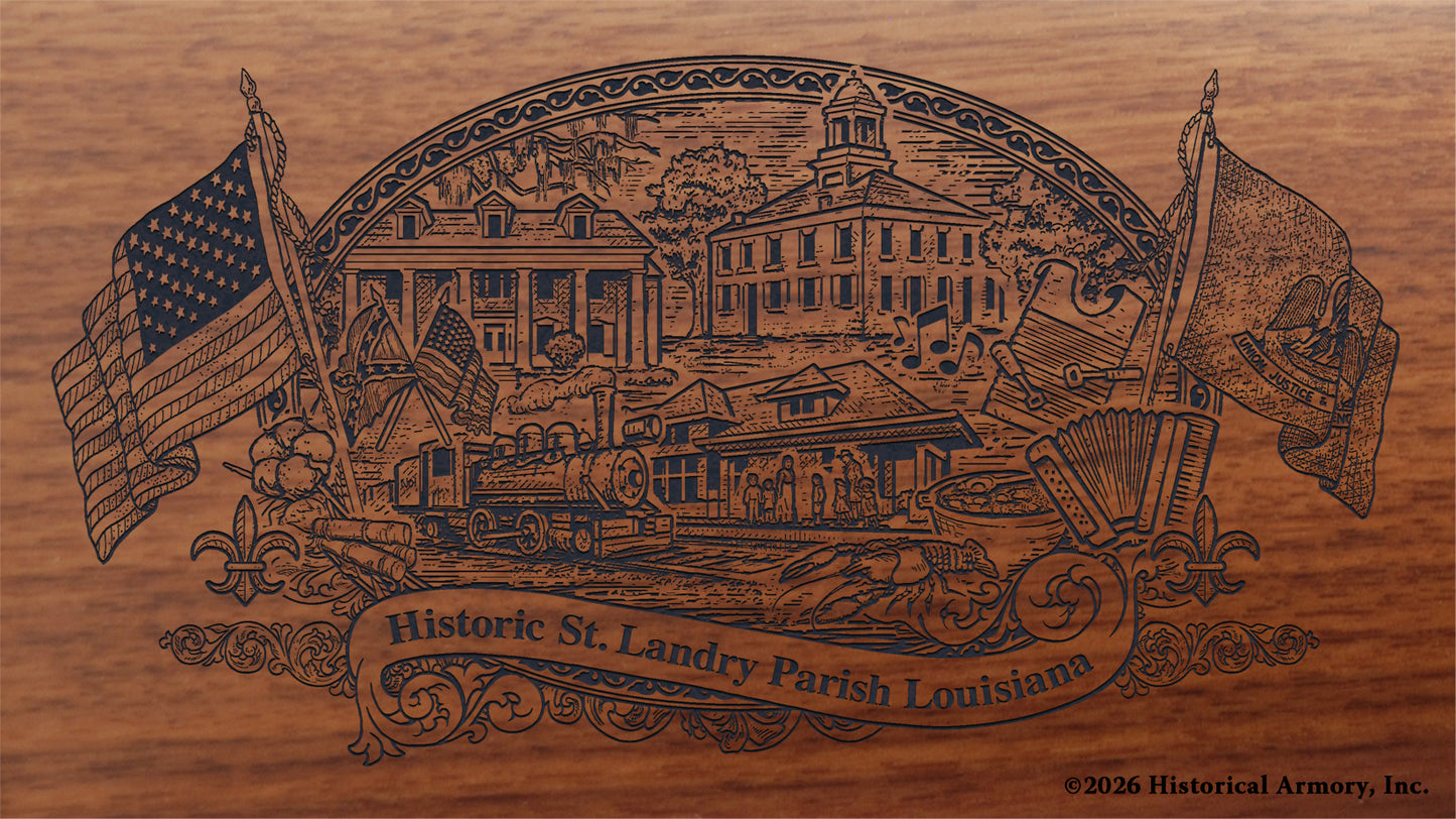 St. Landry Parish Louisiana Engraved Rifle Buttstock