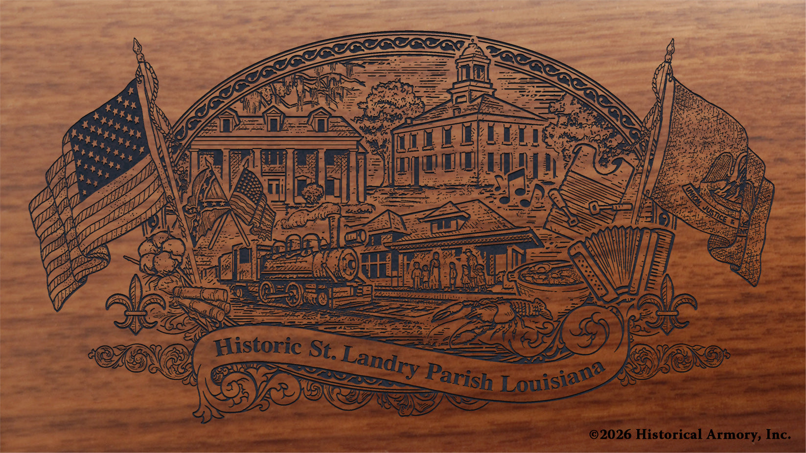 St. Landry Parish Louisiana Engraved Rifle Buttstock