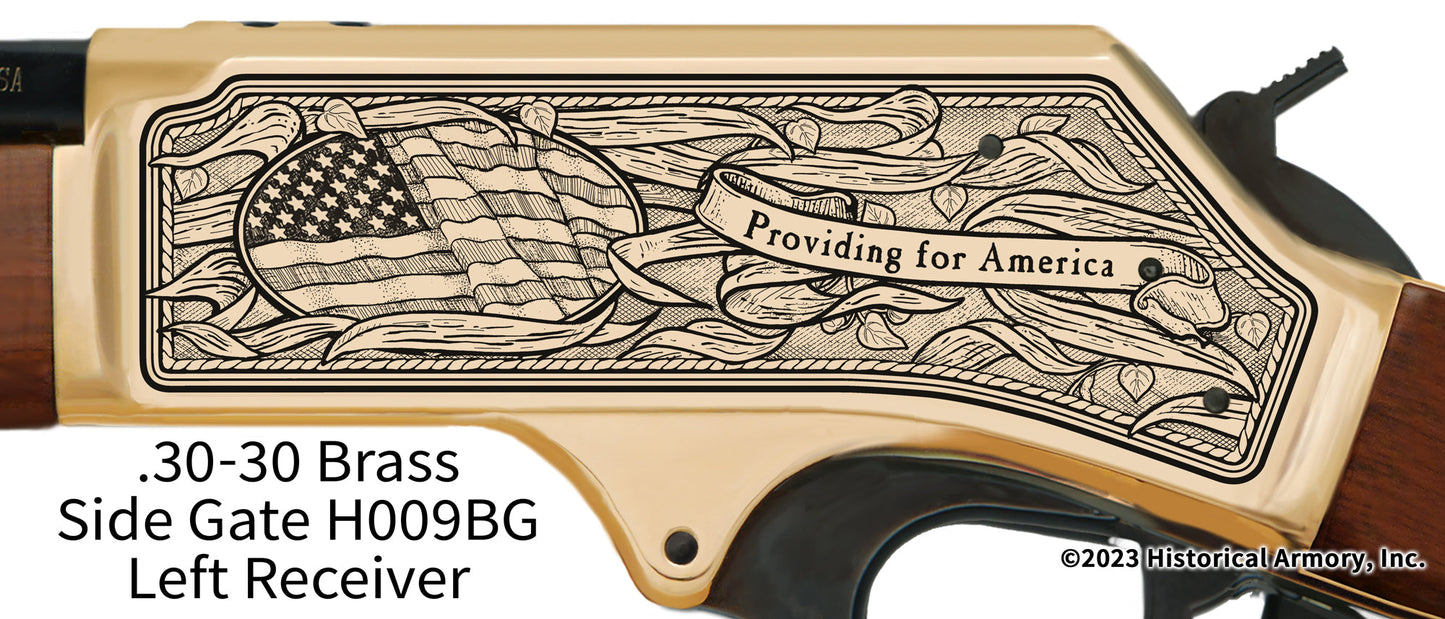 Delaware Agricultural Heritage Engraved Henry .30-30 Brass Side Gate H009BG Rifle