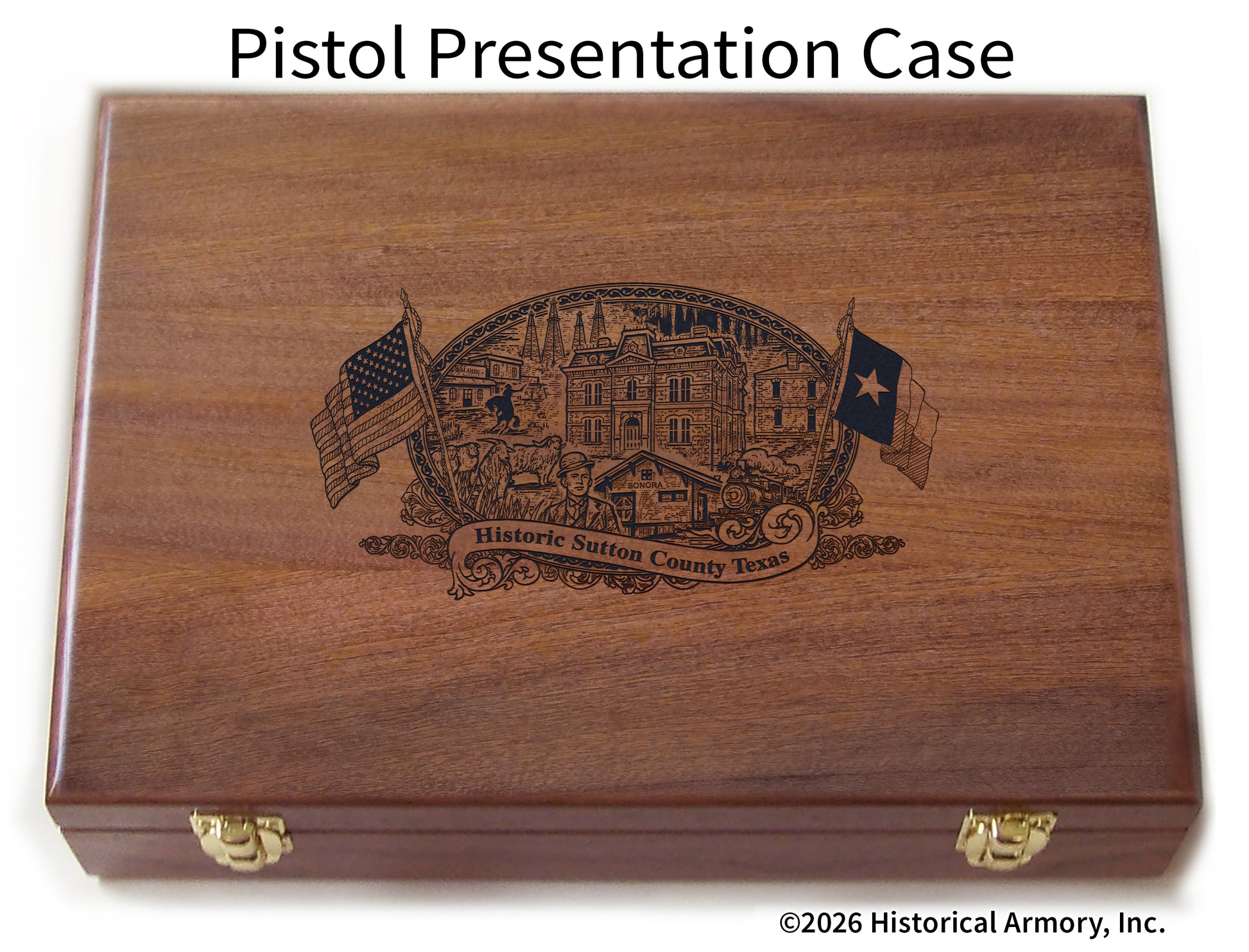 Sutton County Texas Engraved .45 Auto Ruger 1911 Presentation Case
