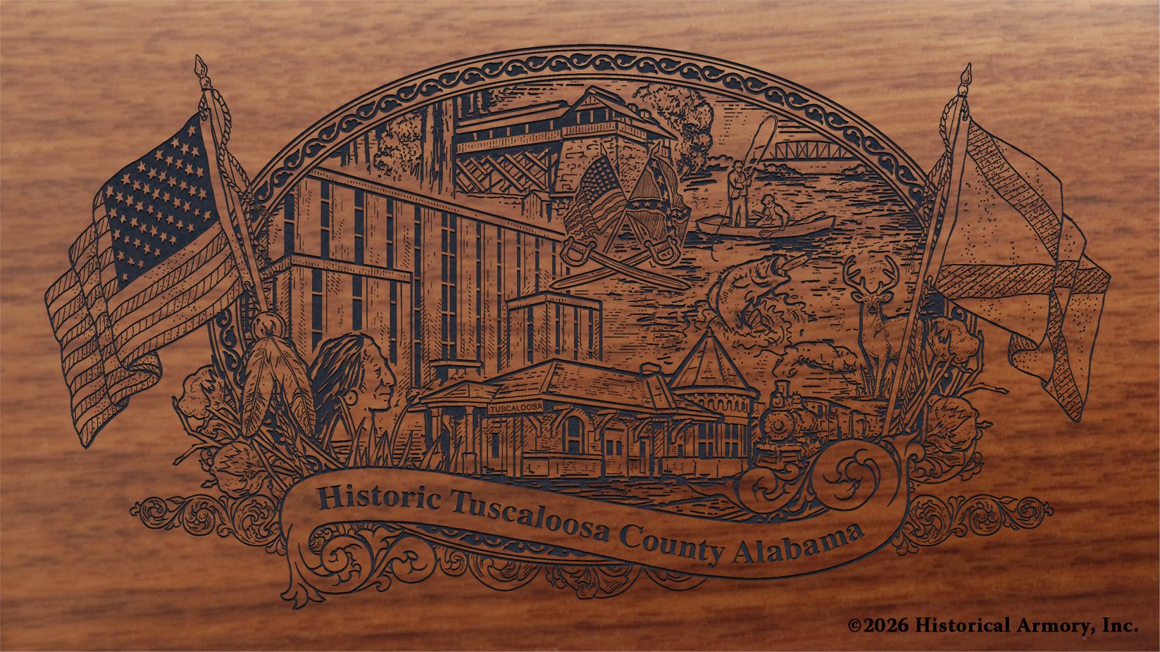 Tuscaloosa County Alabama Engraved Rifle Buttstock