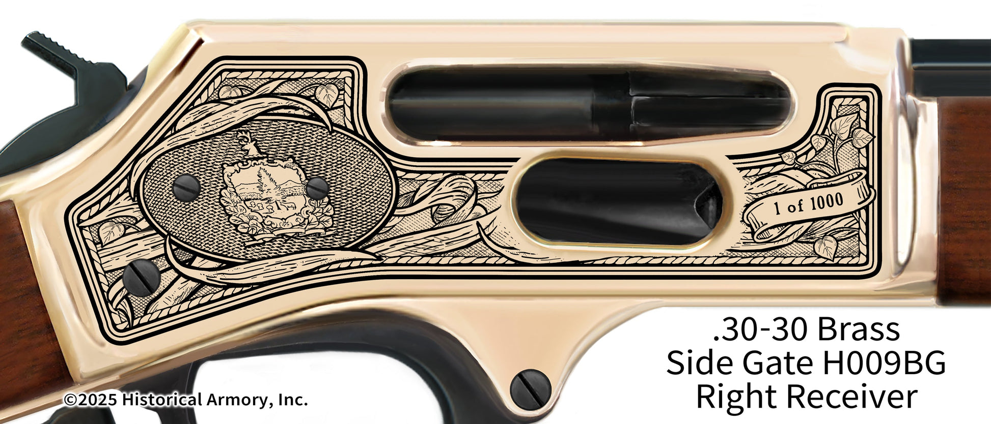 Vermont Agricultural Heritage Engraved Henry .30-30 Brass Side Gate H009BG Rifle
