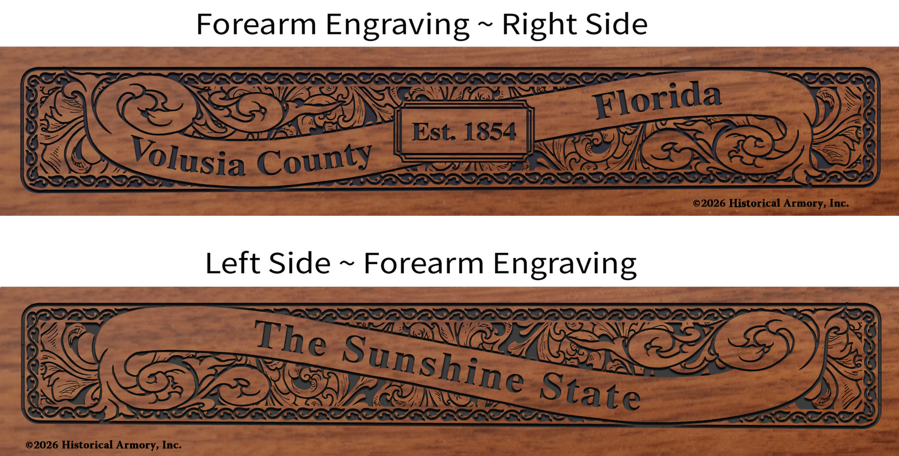 Volusia County Florida Engraved Rifle Forearm