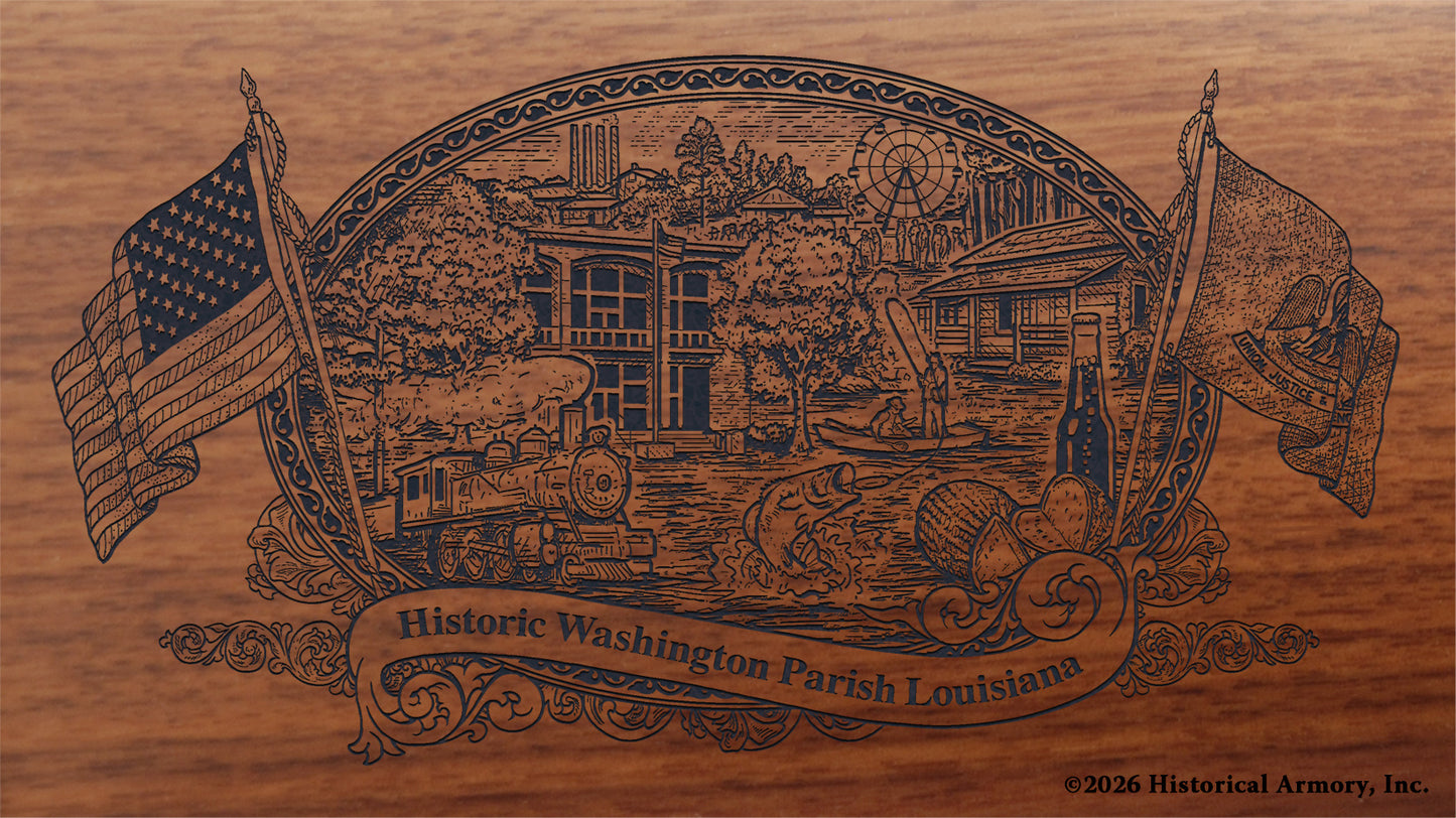 Washington Parish Louisiana Engraved Rifle Buttstock