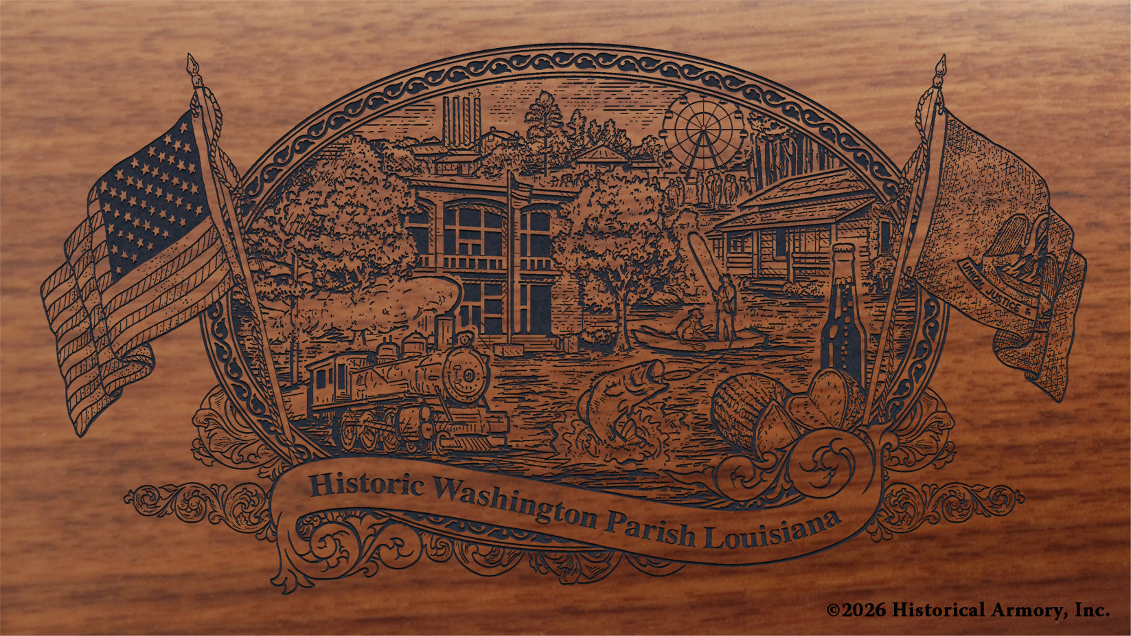 Washington Parish Louisiana Engraved Rifle Buttstock