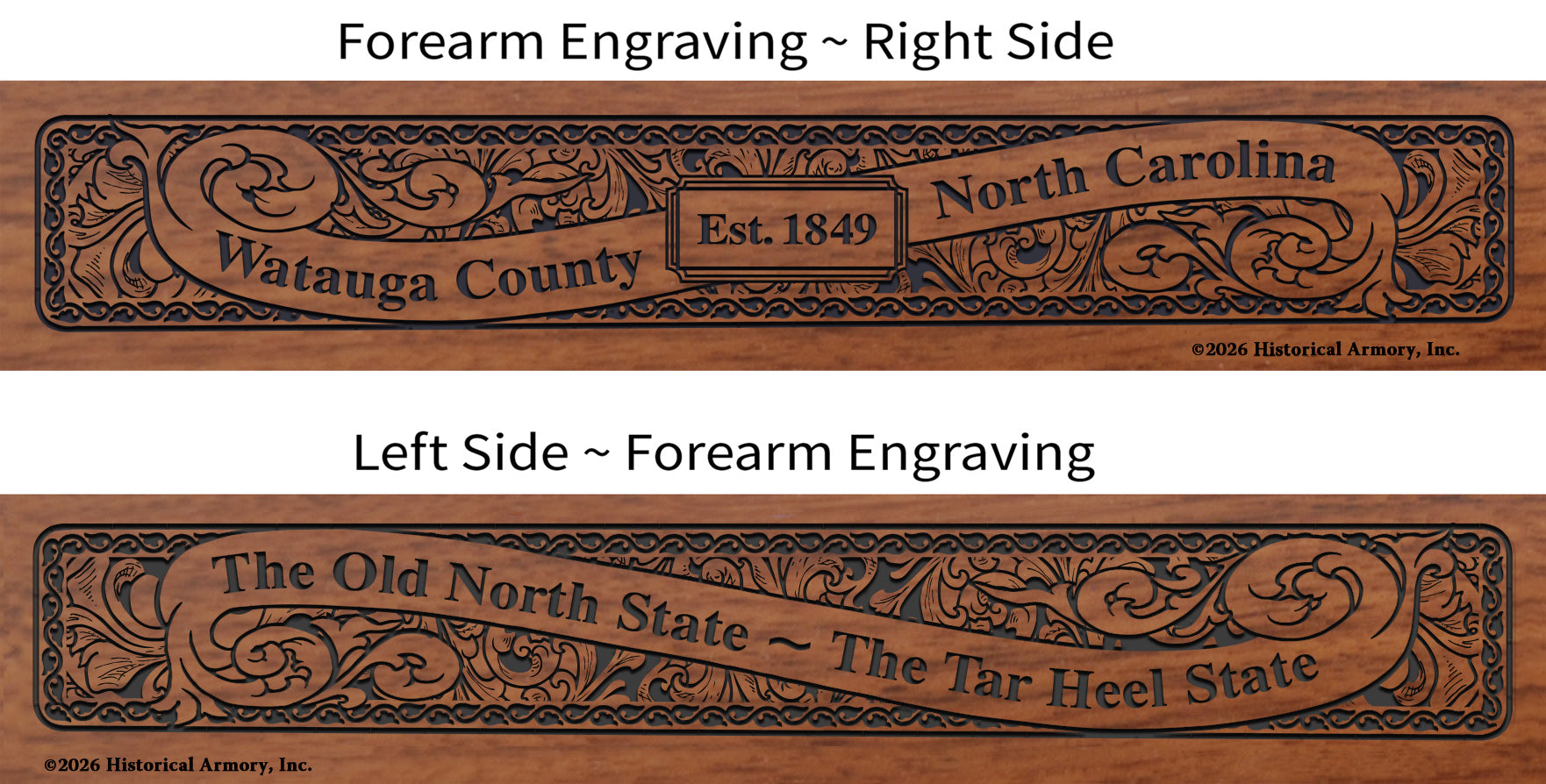 Watauga County North Carolina Engraved Rifle Forearm