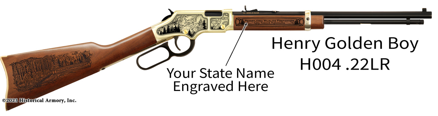 Wildland Firefighter Engraved Golden Boy .22 LR Henry Rifle
