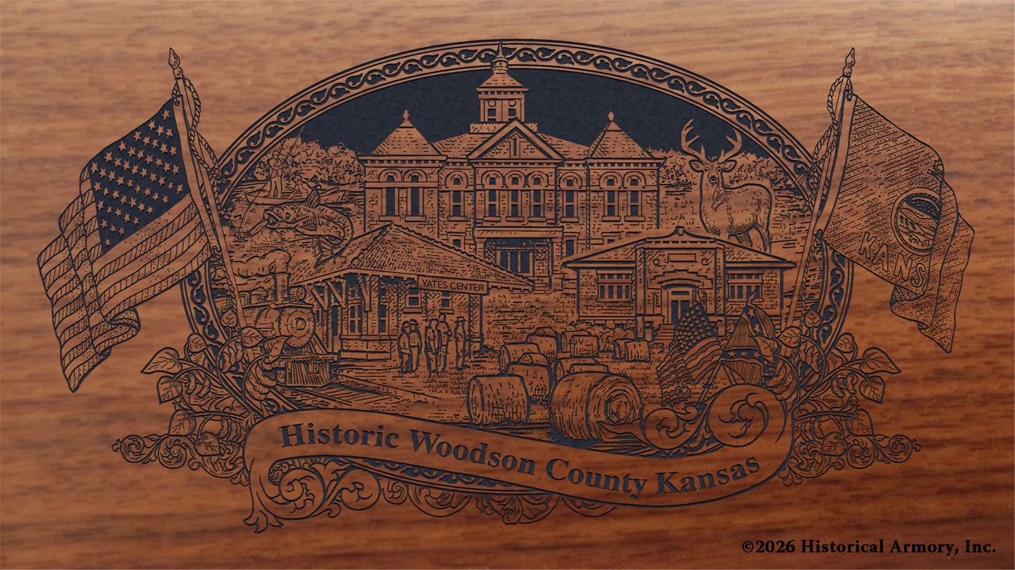 Woodson County Kansas Engraved Rifle Buttstock