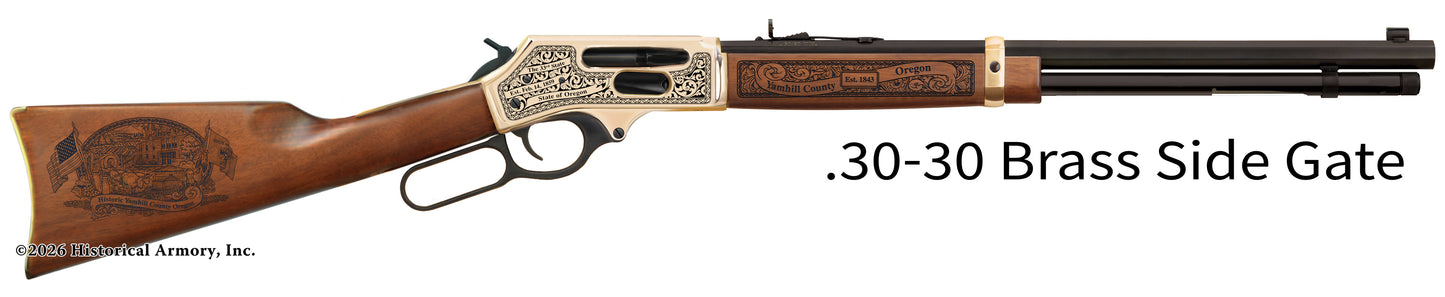 Yamhill County Oregon Engraved Henry .30-30 Brass Side Gate Rifle
