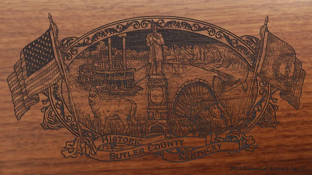 Butler county kentucky engraved rifle buttstock