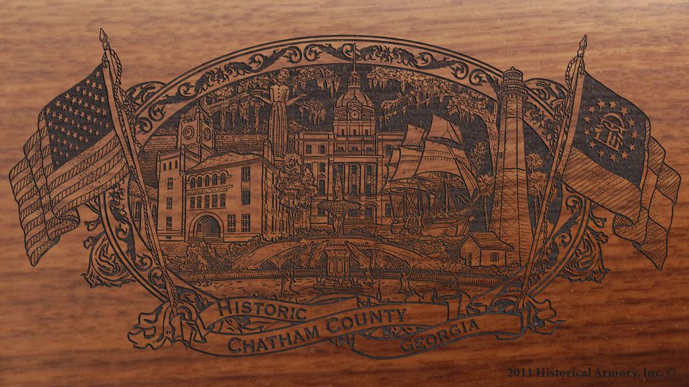 Chatham county georgia engraved rifle buttstock