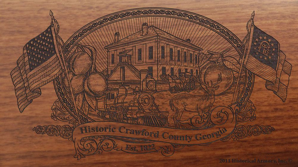 Crawford county georgia engraved rifle buttstock
