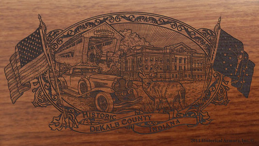 DeKalb county indiana engraved rifle buttstock