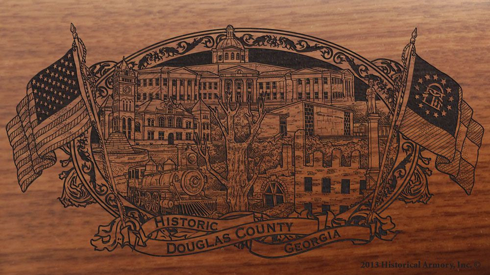 Douglas county georgia engraved rifle buttstock