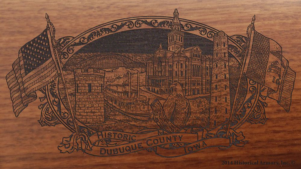 Dubuque county iowa engraved rifle buttstock