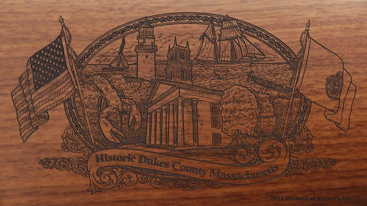 Dukes county massachusetts engraved rifle buttstock