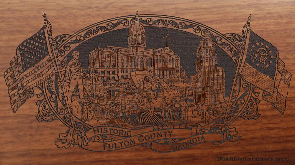 Fulton county georgia engraved rifle buttstock