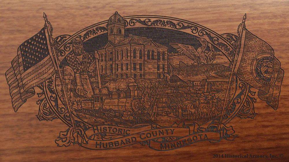 Hubbard county minnesota engraved rifle buttstock