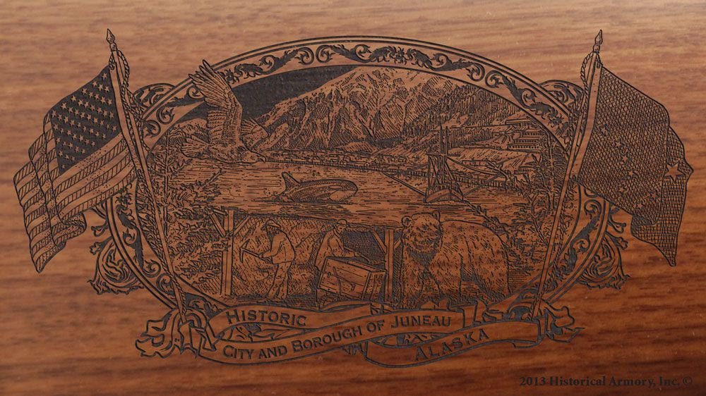 Juneau County Alaska engraved rifle buttstock
