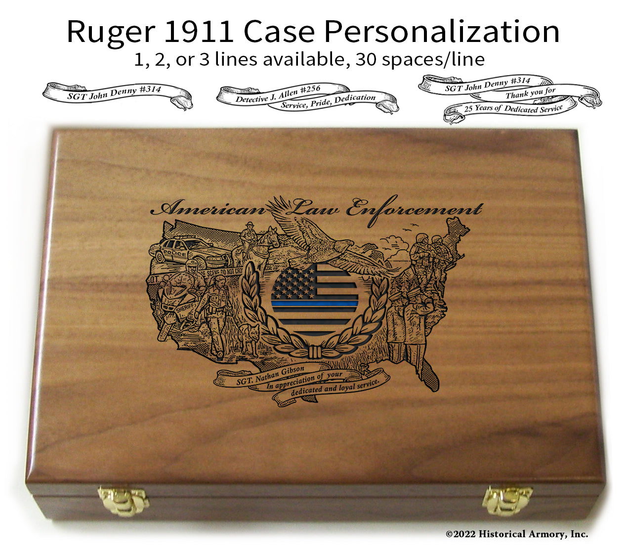 American Law Enforcement Engraved 1911 Personalized Presentation Case
