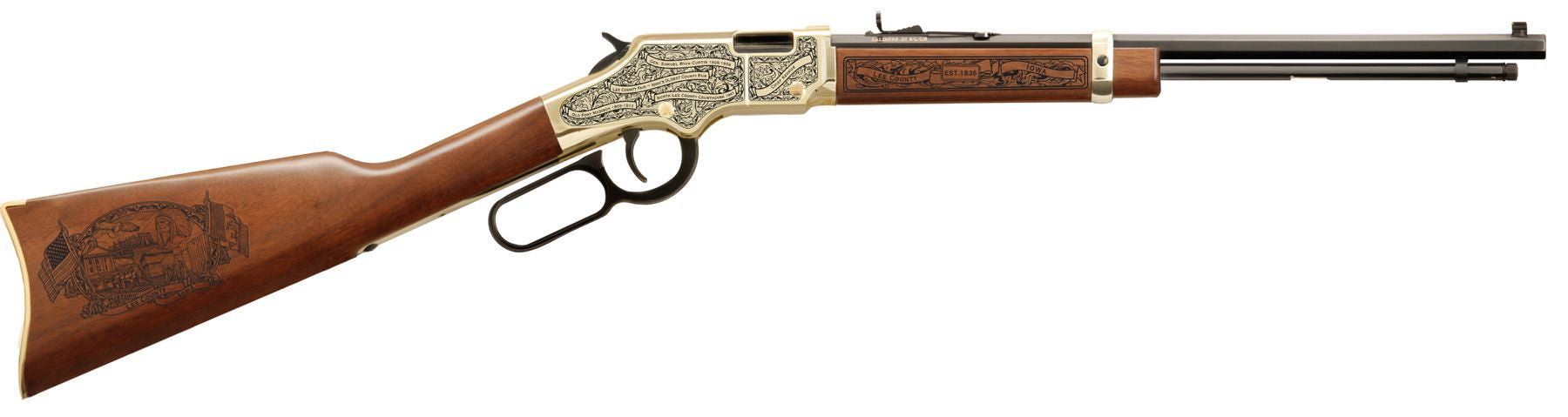 Lee county iowa engraved rifle H004
