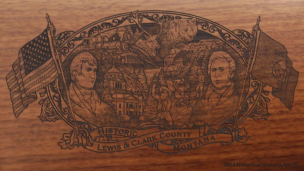 Lewis Clark county montana engraved rifle buttstock