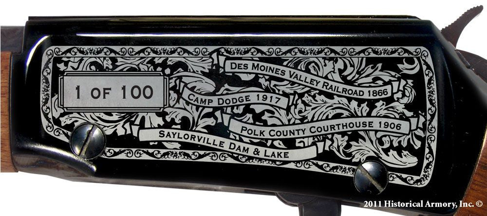 Polk county iowa engraved rifle H001 receiver