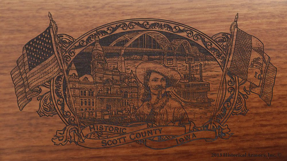 Scott county iowa engraved rifle buttstock