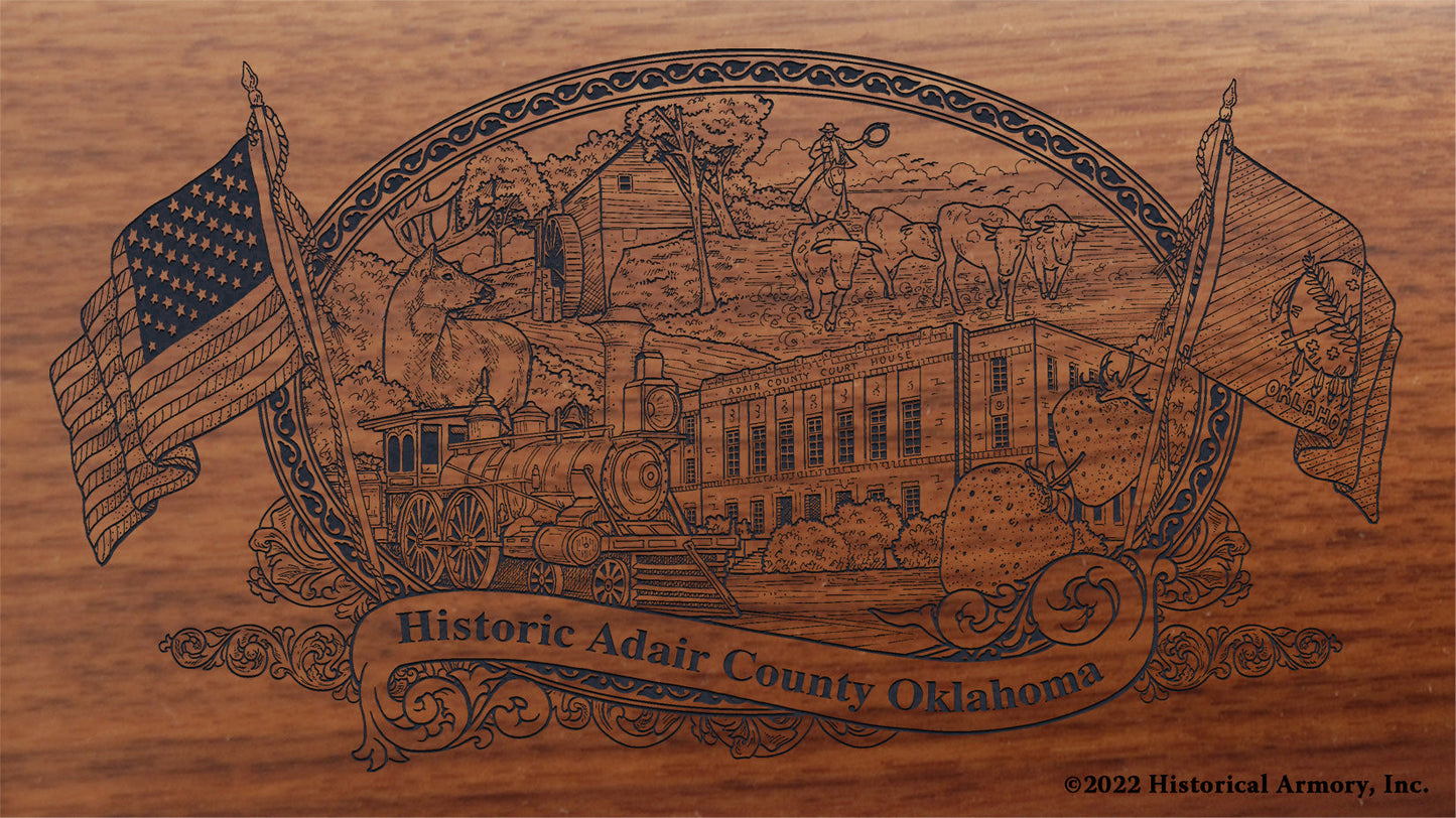 Adair County Oklahoma Engraved Rifle Buttstock