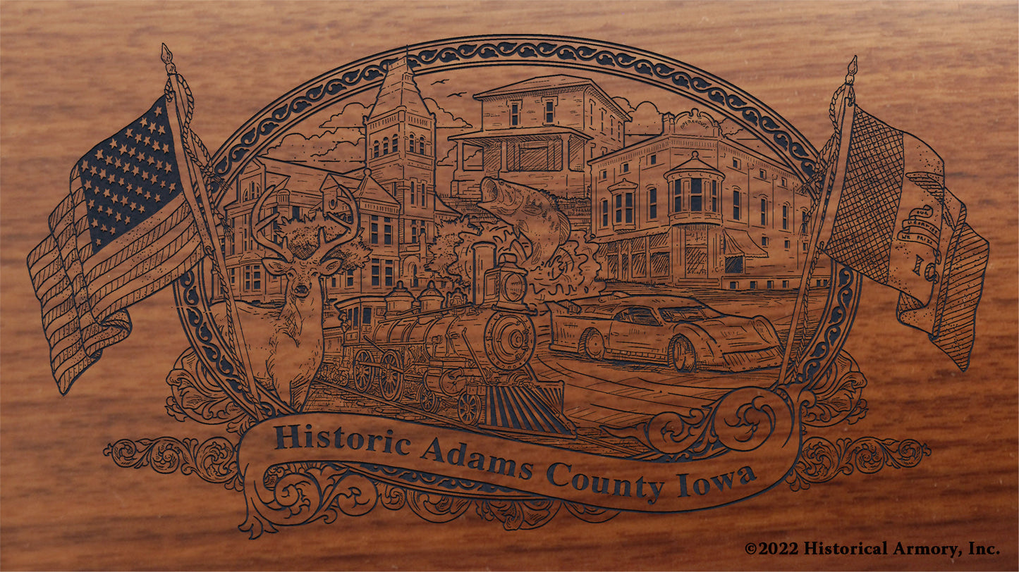 Adams County Iowa Engraved Rifle Buttstock