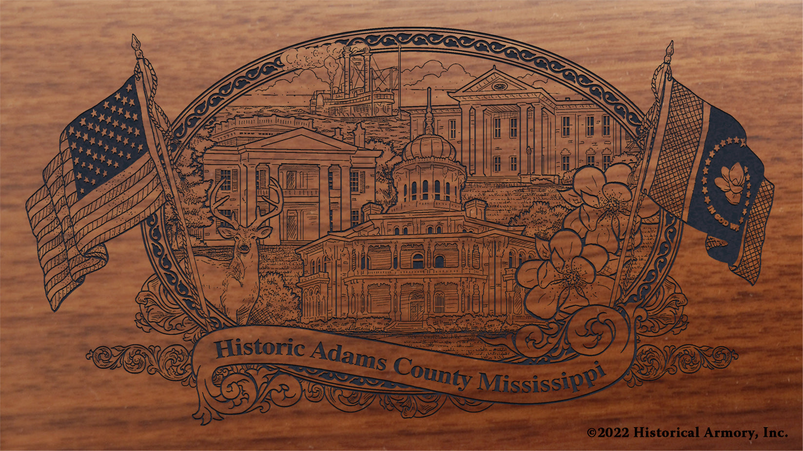 Adams County Mississippi Engraved Rifle Buttstock