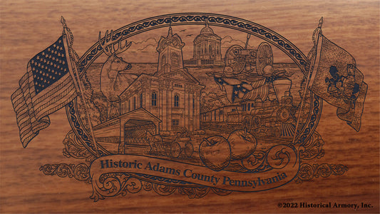 Adams County Pennsylvania Engraved Rifle Buttstock