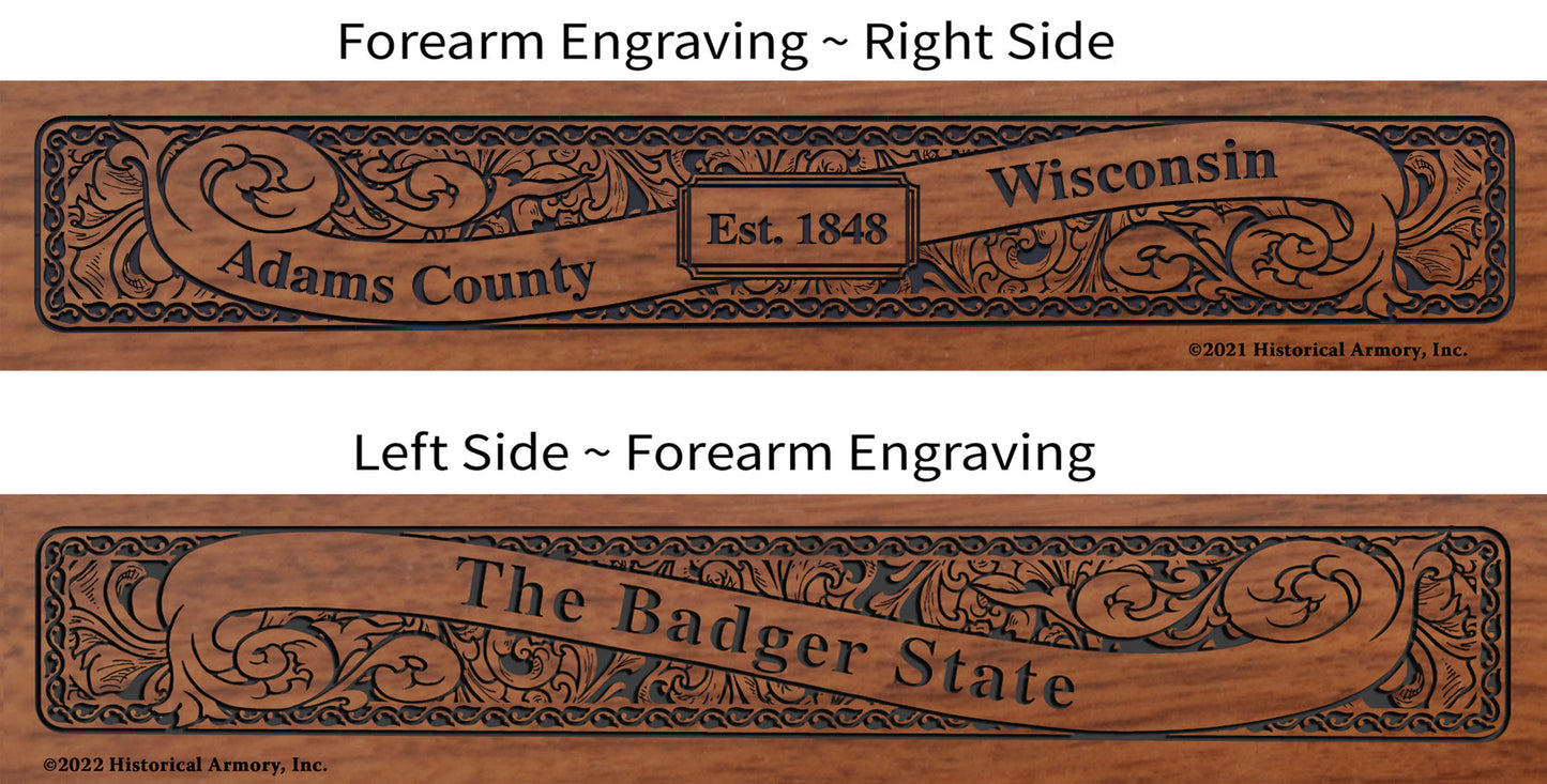 Adams County Wisconsin Engraved Rifle Forearm