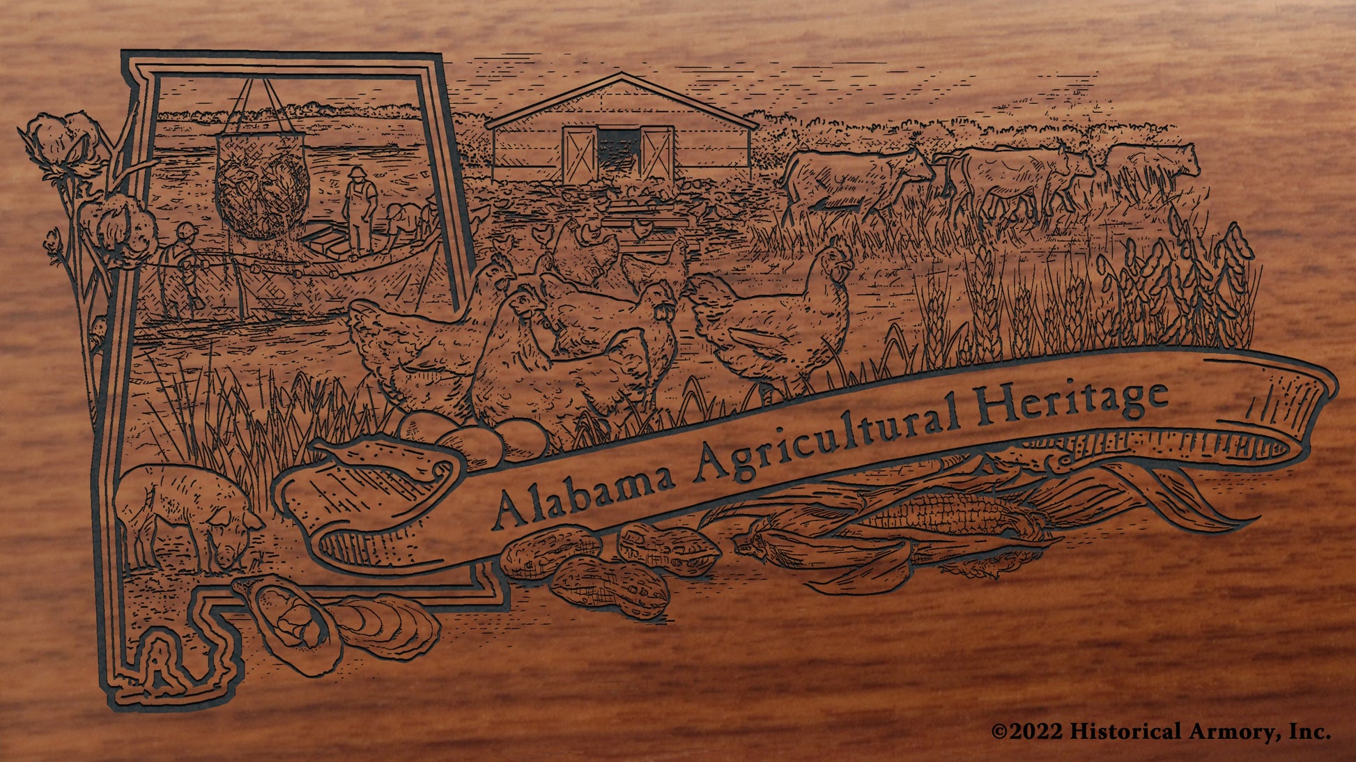 Alabama Agricultural Heritage Engraved Rifle Buttstock