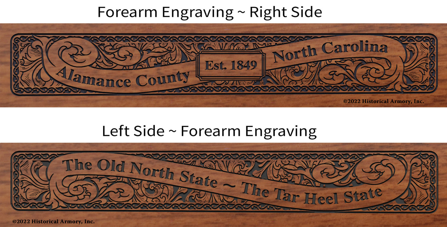 Alamance County North Carolina Engraved Rifle Forearm