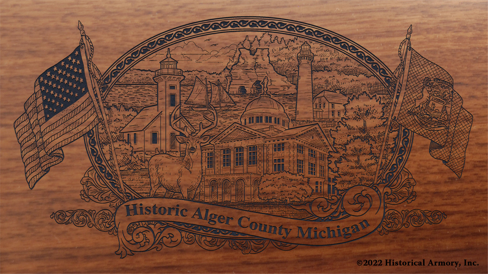 Alger County Michigan Engraved Rifle Buttstock