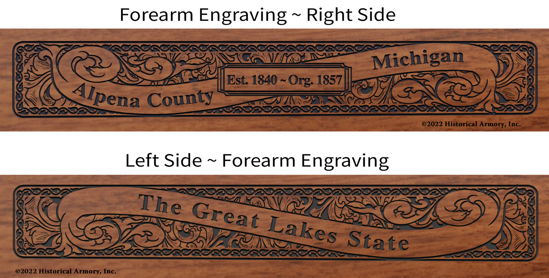 Alpena County Michigan Engraved Rifle Forearm