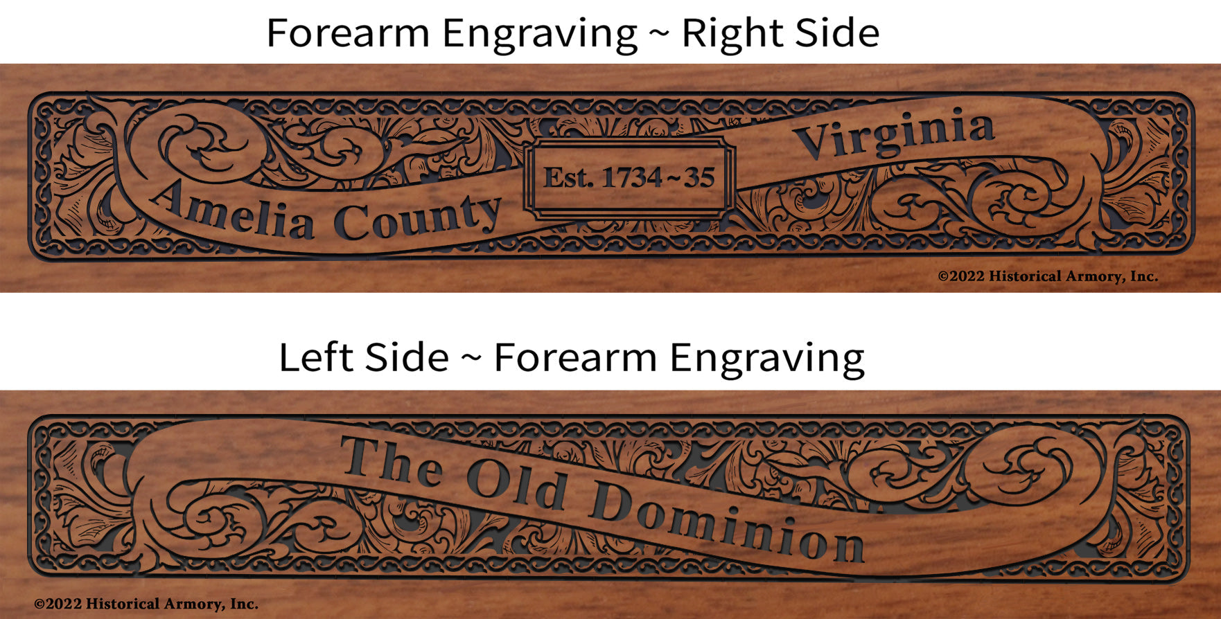 Amelia County Virginia Engraved Rifle Forearm