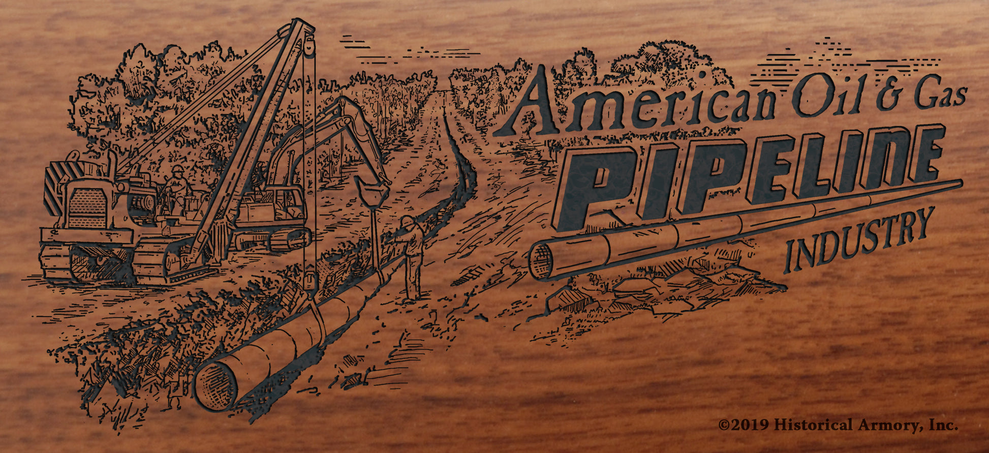American Oil and Gas Pipeline Industry detail of engraved Henry Rifle