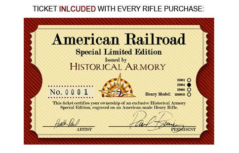 american railroad engraved rifle Ticket