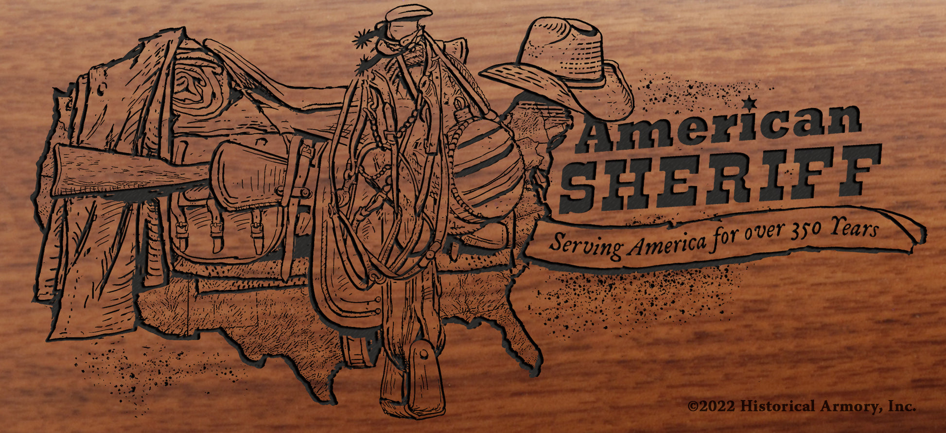 The Story of the Sheriff's Saddle Engraved Artwork