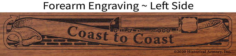 Coast to Coast American Trucker Henry Rifle forearm engraving detail on the left side