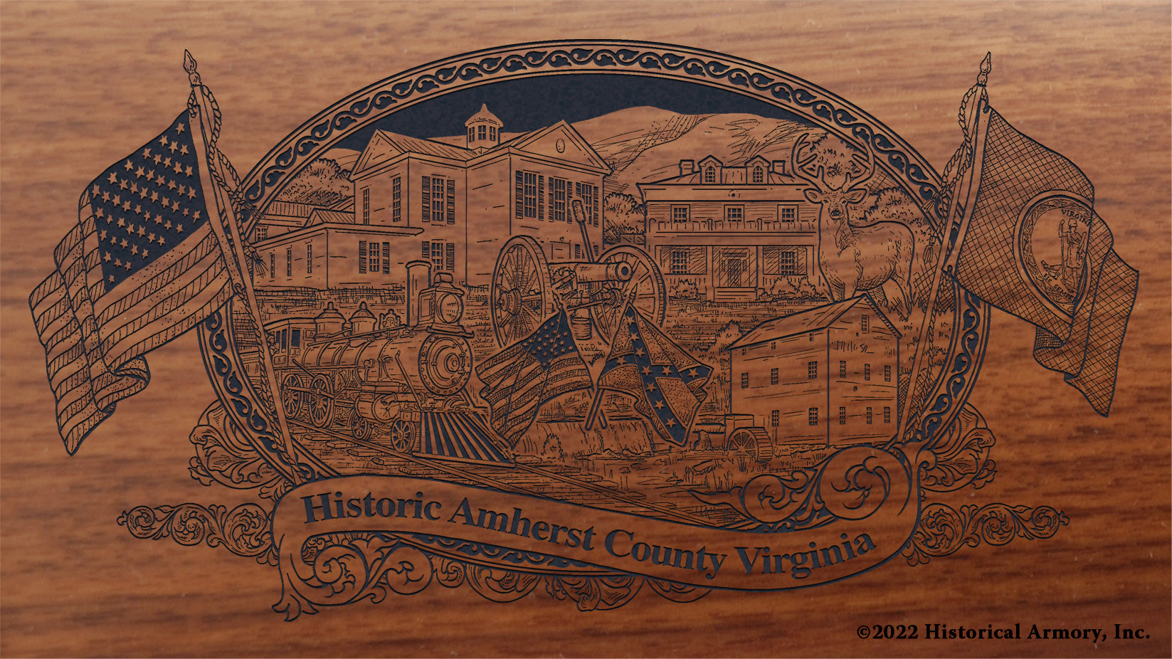 Amherst County Virginia Engraved Rifle Buttstock