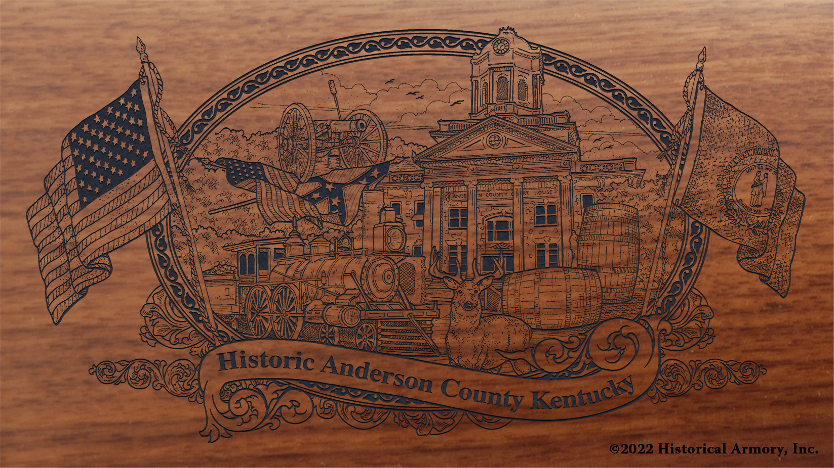 Anderson County Kentucky Engraved Rifle Buttstock