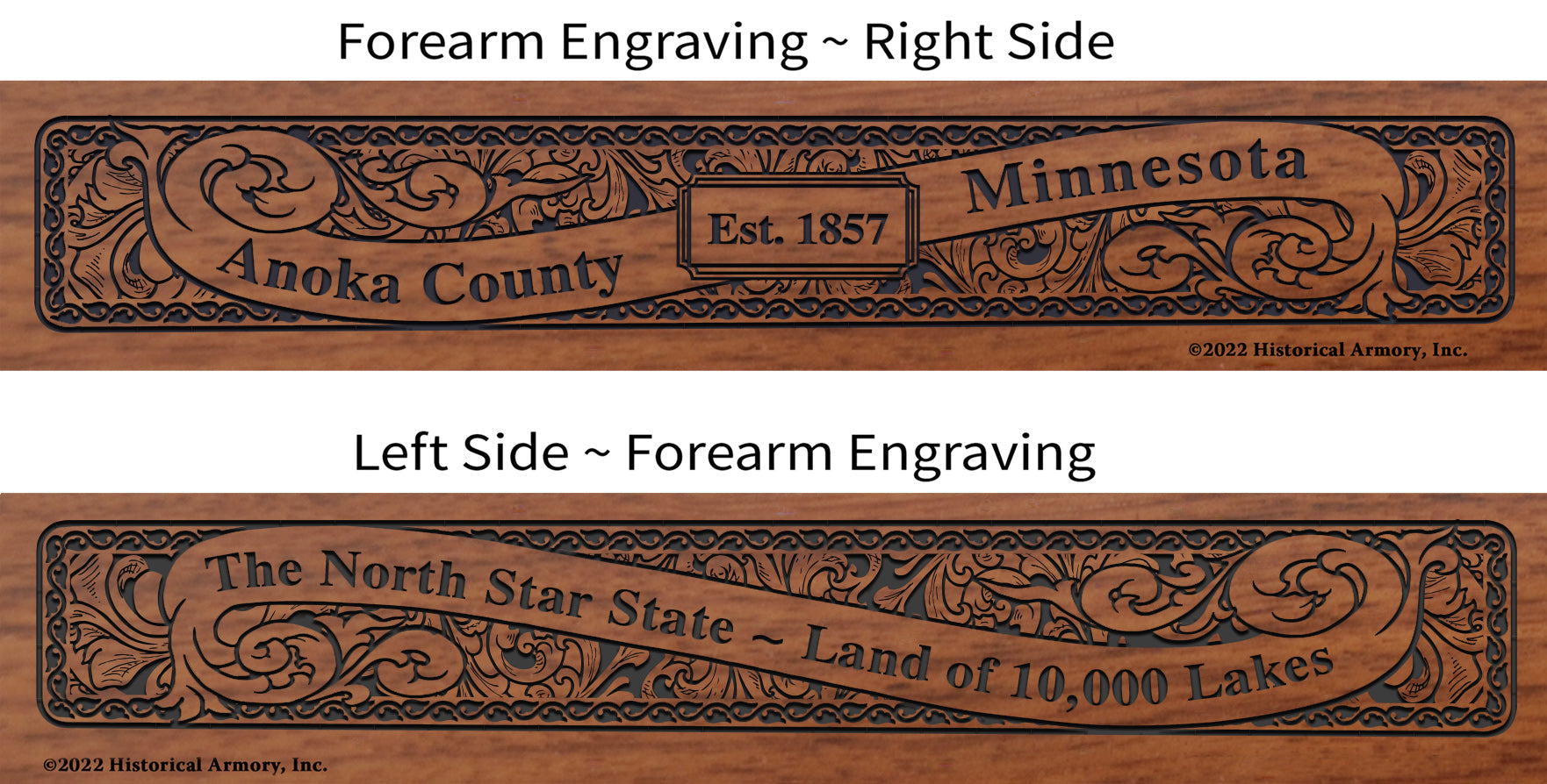 Anoka County Minnesota Engraved Rifle Forearm