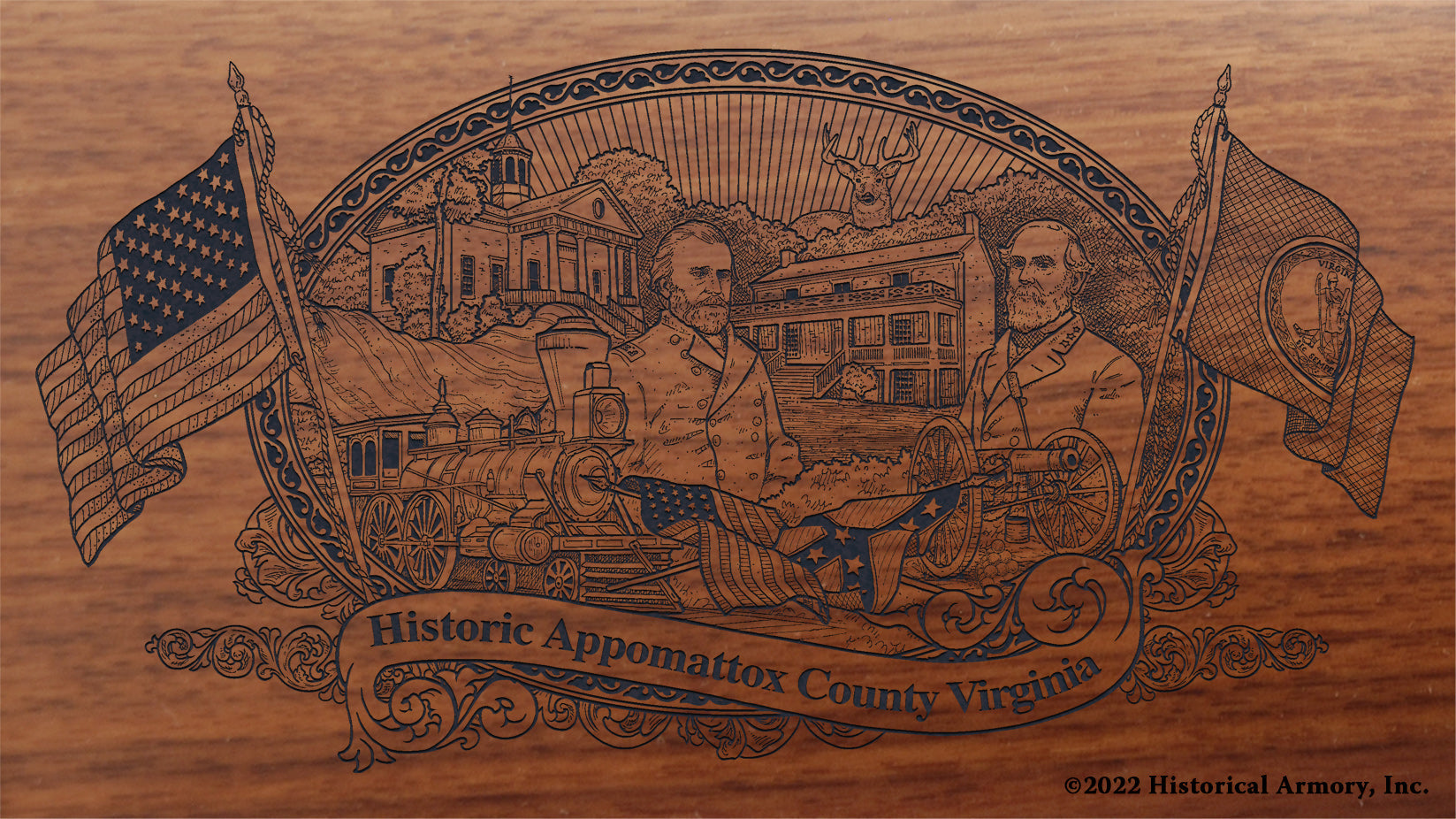 Appomattox County Virginia Engraved Rifle Buttstock