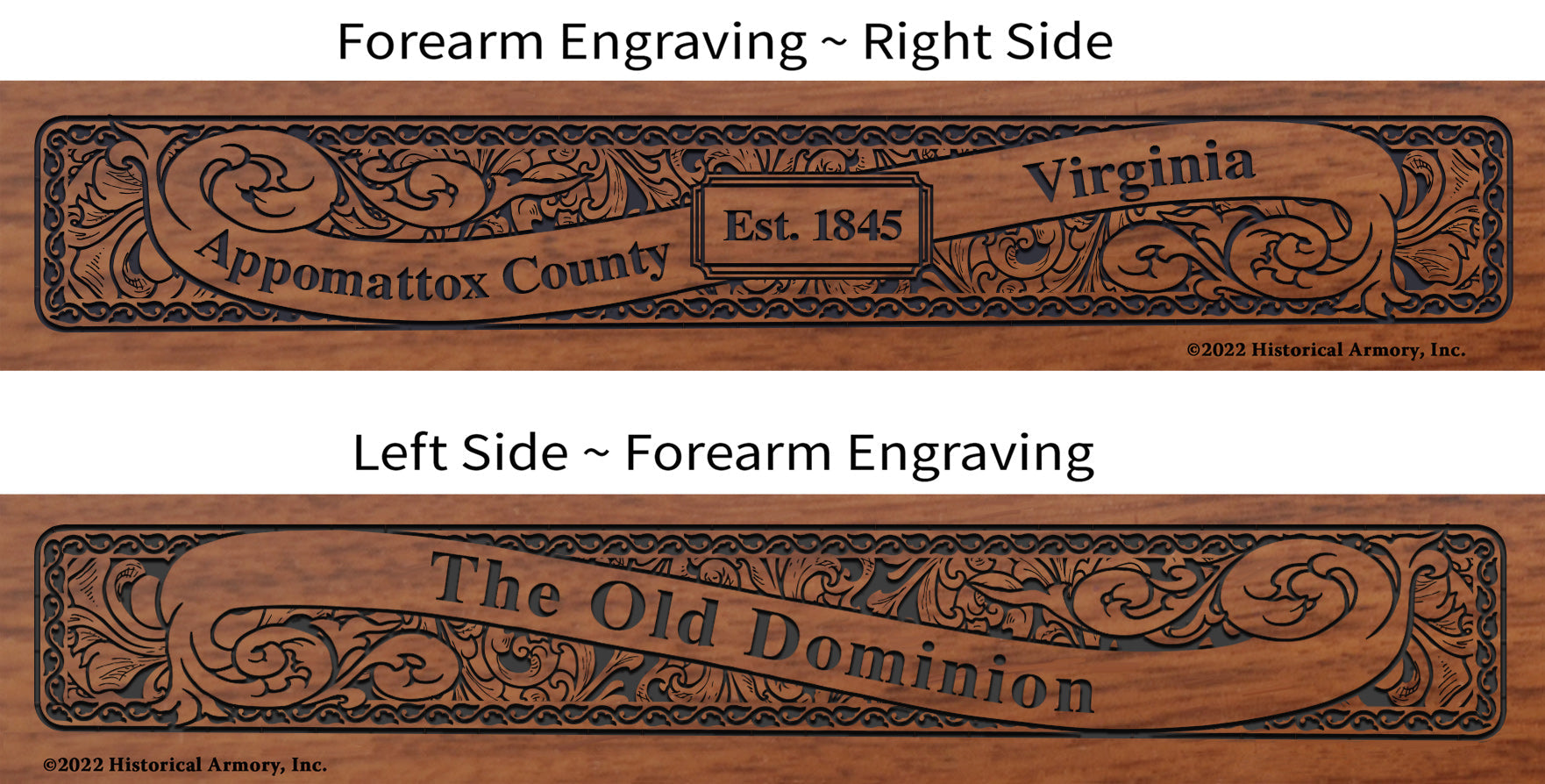 Appomattox County Virginia Engraved Rifle Forearm